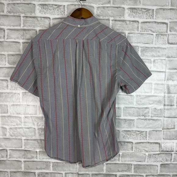 Billy Reid Slim Fit Gray 90s Striped SS Casual Button Down Shirt Mens MEDIUM - Picture 4 of 7